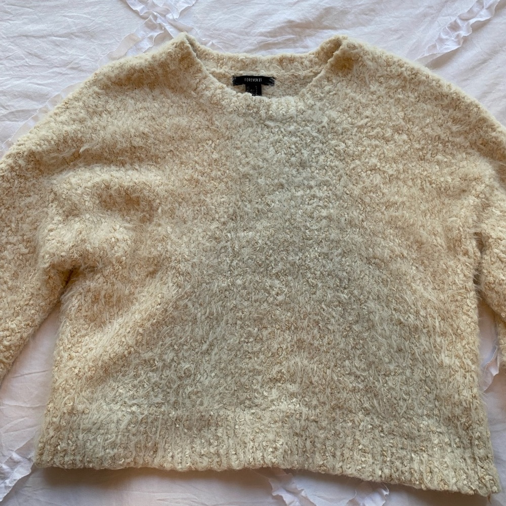 Off-white fuzzy sweater
